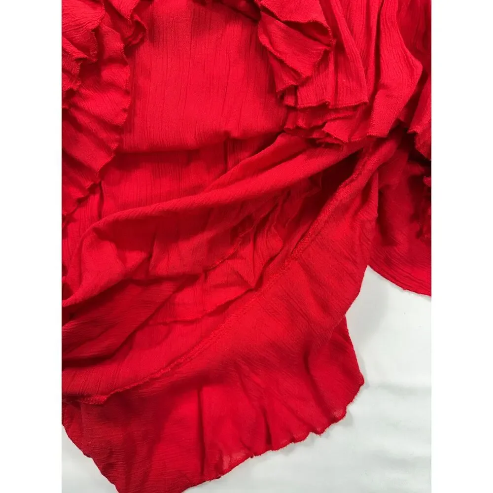 Free People NWT Adella Maxi Slip Dress Sz M Sleeveless Boho Crochet Lace Red - Picture 7 of 12